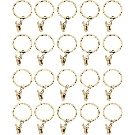 Lot de 40 anneaux de rideaux avec pinces, crochets robustes pour tringle à rideaux, diamètre intérieur de 3,2 cm (1,26 pouce). (1/5)
