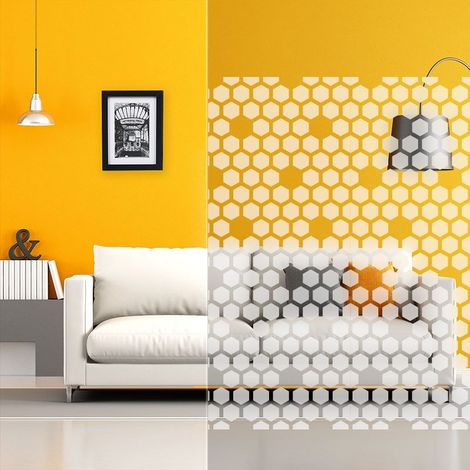 DIMEXACT - Film décoratif pour vitre motif hexagones dépolis - 152 cm x 0.5 m - En Rouleau (1/4)