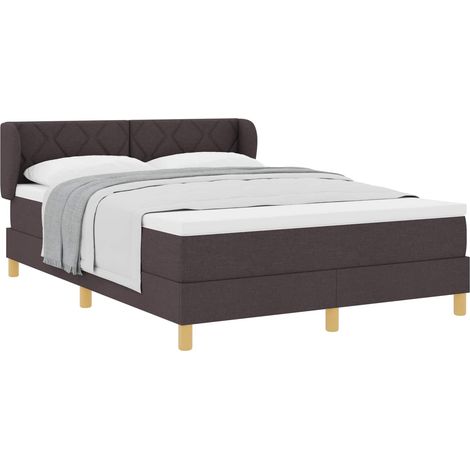 Maison Exclusive - Lit à ressorts avec tête de lit Marron foncé 140 x 200 cm tissu (1/5)