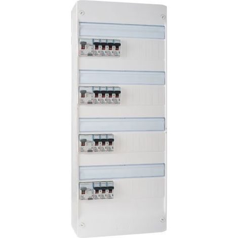 Legrand – Tableau électrique pré-équipé auto 4 rangées 40A – 14 disjoncteurs – Montage en saillie ou sur mur – Connexion automatique sécurisée