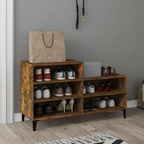 vidaXL Shoe Cabinet Smoked Oak 102x36x60 cm Engineered Wood (1/5)