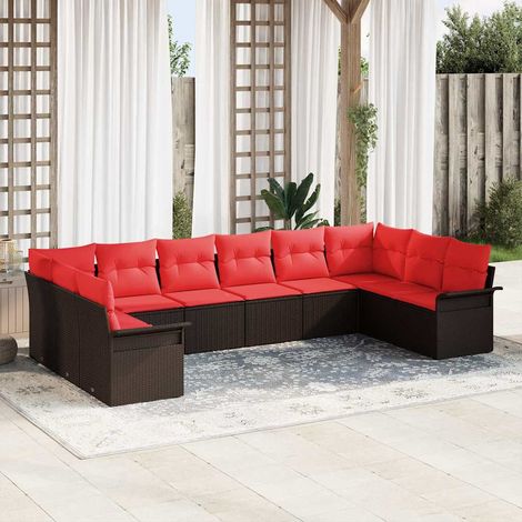 vidaXL Conjunto de sofá de jardín 10 uds. Marrón ratán sintético (1/5)