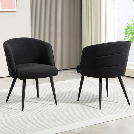 Poltrona da salotto 80 cm, sedia da camera da letto, sedia da lettura, schienale imbottito (2, nero) (1/5)