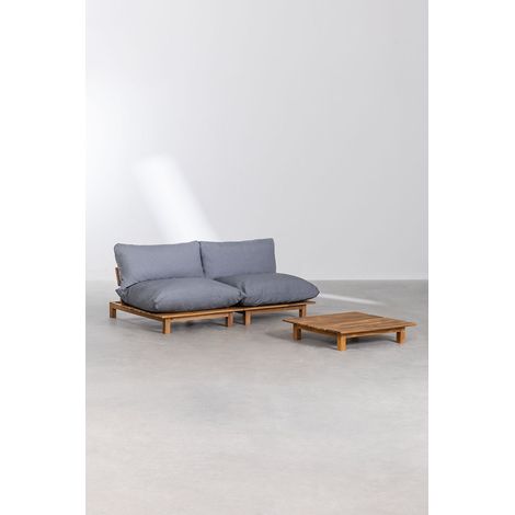 Conjunto de salón con sofá modular reclinable de 2 piezas y mesa de centro en madera de acacia Brina SKLUM (1/5)