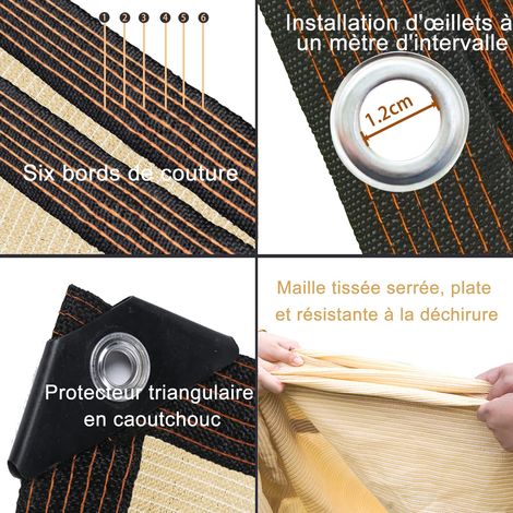 Filet d'Ombrage 3 x 4 m, Taux d'Ombrage 90 %, Toile HDPE avec Œillets, Brise-Vue Extérieur et Protection Solaire pour Jardin, Terrasse, Balcon, Pergola et Piscine (1/4)