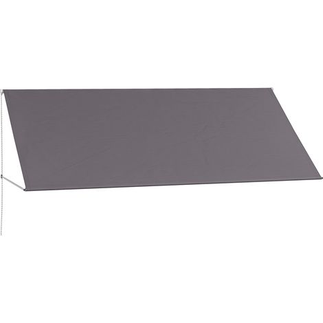 Manuell einziehbare Markise mit verstellbarer Neigung, 300 x 120 cm, UV-Schutz, Aluminium und Polyester, dunkelgrau
