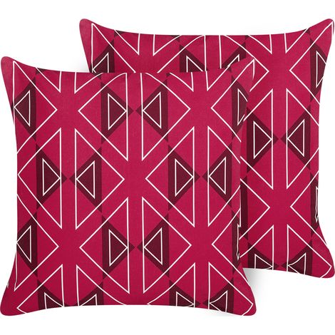 Conjunto de 2 cojines de jardín almohada de exterior 45 x 45 cm poliéster motivo geométrico rosa Mezzano