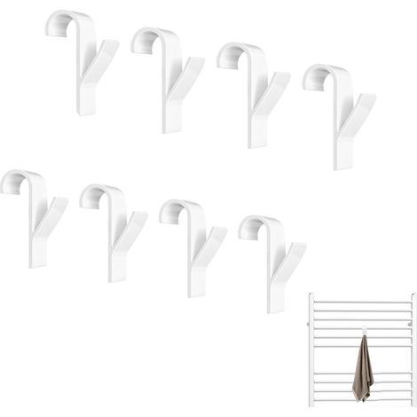 8 x Round Radiator Hooks, White Towel Hooks, Towel Rack, Bathroom Radiator Hook, Bathroom Towel Hook, for Bathroom, Kitchen and Garden, Space Saving (1/5)