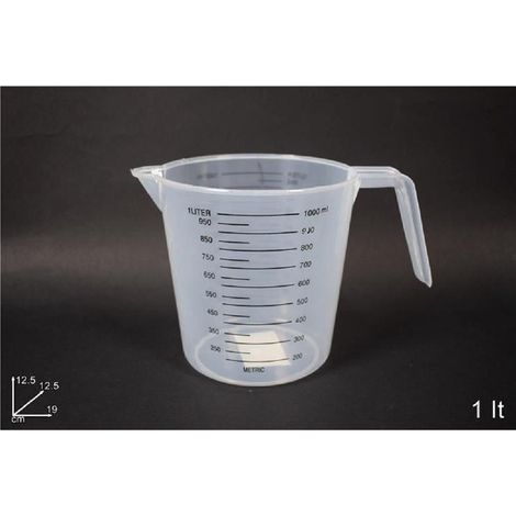 TrAdE Shop Traesio - Brocca Caraffa In Plastica Graduata Misurino Dosatore 1 Litro Cucina 19x12.5cm -
