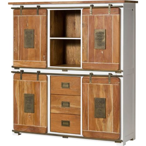 Highboard Mango 150x45x160 weiß lackiert RAILWAY 525 (1/4)