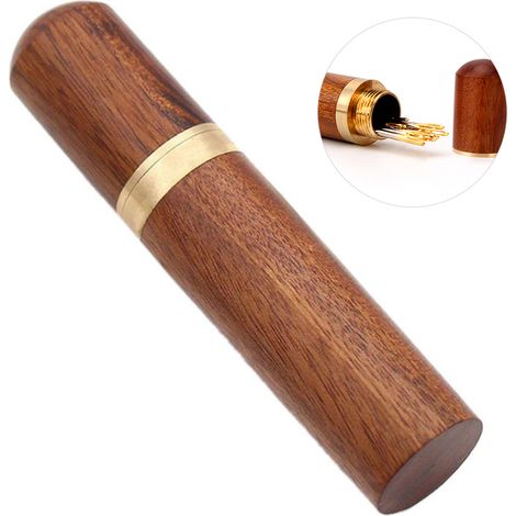 Tube à aiguilles en bois pour rangement d'accessoires de couture tactile