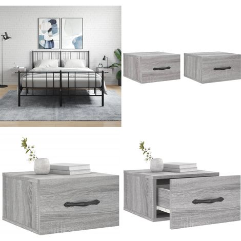 Wand-Nachttische 2 Stk. Grau Sonoma 35x35x20 cm - Wandregal - Wohnzimmerdeko - Hängeschrank - Schlafzimmermöbel - Graue Möbel - Home & Living (1/5)