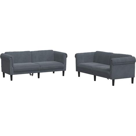 Maison Exclusive - Set di Divani 2 pz Grigio Scuro in Velluto (1/5)