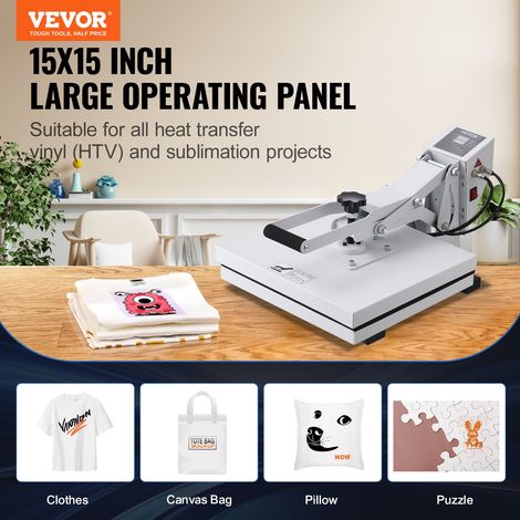 Presse à Chaud 38 x 38 cm, Machine de Sublimation Textile 1200 W Chauffage Rapide, Presse à Chaleur Transfert par Sublimation, Numé… (1/5)