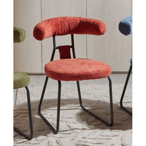 Chaise Kirk en chenille épaisse orange 58 x 58 x 76 cm (1/5)
