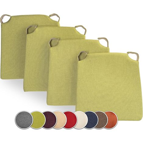 Lot de 4 Coussins de Chaise Trapèze Vert Lime avec Intérieur Extérieur Salon Jardin