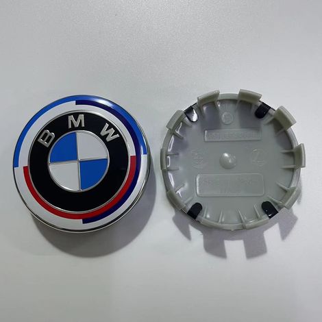 Cache moyeu de roue BMW 68 mm, lot de 4 emblèmes centraux pour jantes Série 1 3 5 7 X1 X3 X4 X5 X6, logo anniversaire finition automobile