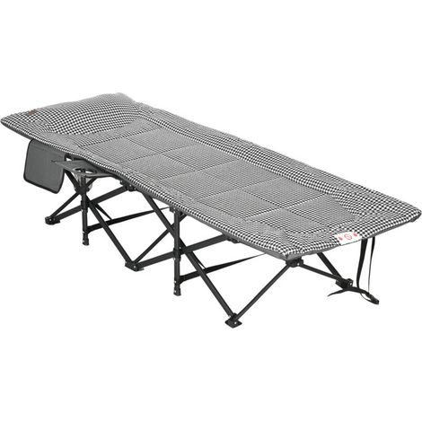 Bain de soleil chaise longue pliante avec poche latérale, porte-gobelet et sac de transport, 68 x 190 x 48 cm, noir