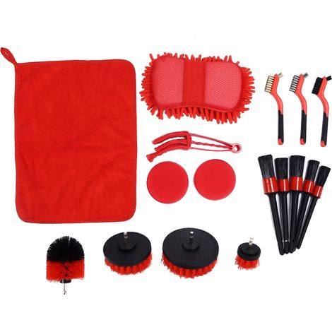 Kit de nettoyage automobile 17 pièces avec brosses de perçage en PP pour le detailing auto et les surfaces de salle de bain (1/5)