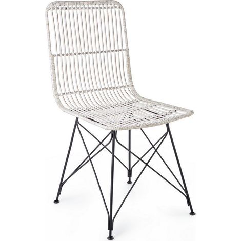 Sedia in stile contemporaneo in acciaio e kubu Bianco LUCILA 45x55x h85 cm (1/5)