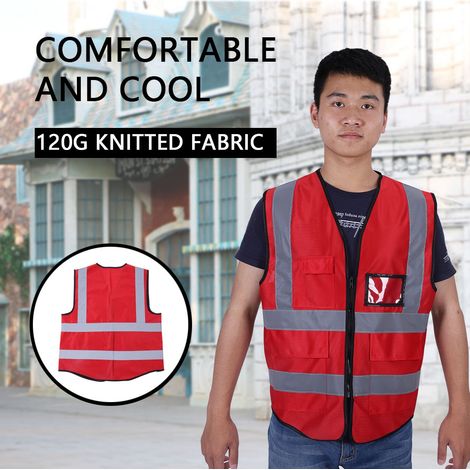 Gilet de sécurité réfléchissant multicolore (Rouge) (1/4)