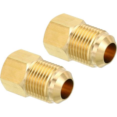 1/2 SAE Mâle x 1/4 SAE Femelle Laiton Flare Tube Raccord, 2 Paquet Tuyau Raccord Réducteur Gaz Adaptateur Hexagone Couplage avec Ruban pour Plomberie CVC