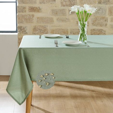 Nappe rectangulaire, déperlante, aspect lin, lavable, infroissable et résistante. Idéale pour les dîners, les fêtes et le camping. (1/5)