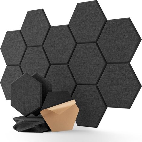 panneaux insonorisants autocollants mousse insonorisante haute densité hexagonaux Noir (1/5)