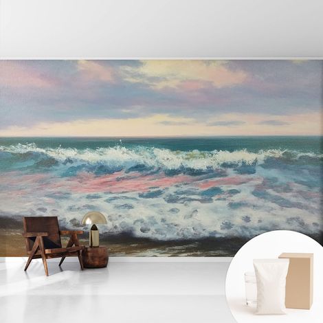 Papier peint intissé pour salon chambre à coucher peint imprimé pour mur - Colle incluse gratuite Paysage marin 416x254 cm (1/5)