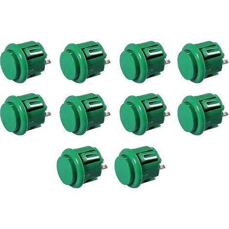 10 Pcs Arcade Buttons 24Mm Responsive Arcade Buttons Green-- (1/5)