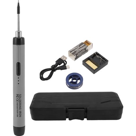 Soldador con herramientas de soldadura, puntas de soldador con sensor táctil, batería recargable USB de 800 mAh, kit de soldadura antioxidante gris para bricolaje. (1/5)