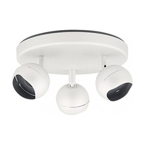 Plafonnier 3 spots LED 3X6.8W orientable blanc mat patère ronde Ø 220mm 3000K 345lm IP20 230V GLOOB Light Topps LT22230