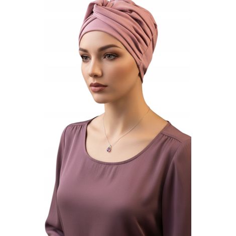 Damenturban ULA 013, rosa Hut mit Bambusfutter, auch nach der Chemotherapie (1/5)