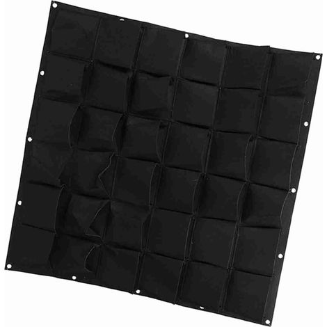 Sac de culture murale verticale  Sac de plantation à 36 poches  Tapis de feutre  Noir  1 x 1m (1/5)