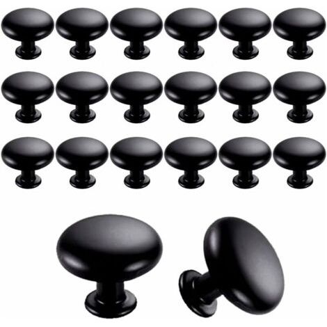 20PCS Boutons de Porte Boutons de Tiroir 30mm Vintage Poignées Boutons de Meuble de Meuble pour Placards de Cuisine (Black) (1/4)