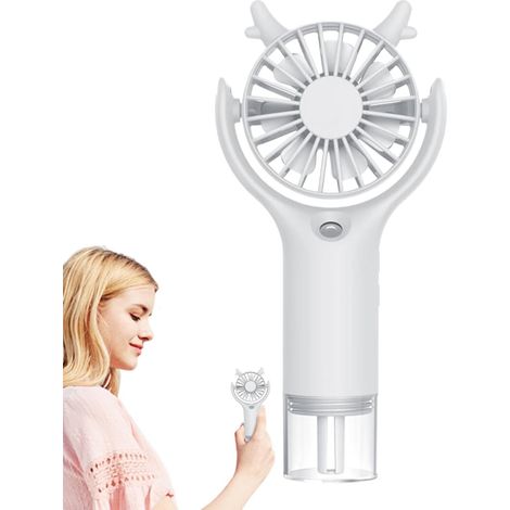 Ventilador nebulizador recargable con 3 velocidades de enfriamiento ajustables, alimentado por USB, apto para el hogar, camping y uso en exteriores, color blanco. (1/5)