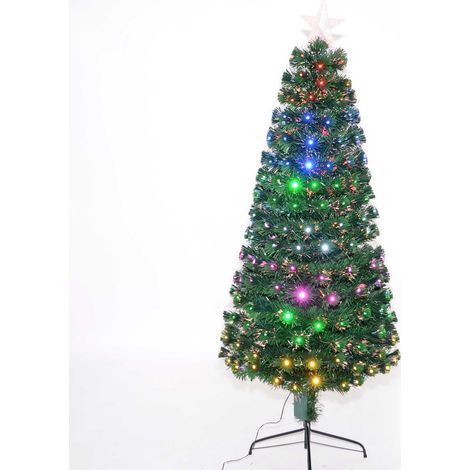 5ft Pre Lit Fibre Optic Christmas Tree PreLit Light Up LED Xmas Decoration 150cm (1/5)
