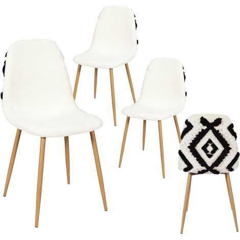 WAP - Lot de 4 Chaises Blanches et Noires Pieds Effet Bois (1/5)