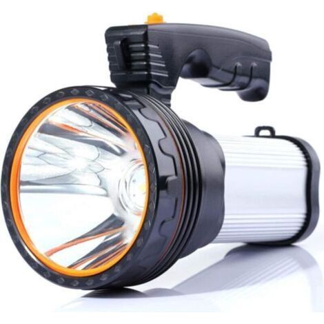 Lampe torche LED rechargeable étanche, portable et puissante pour camping, randonnée et usage extérieur – projecteur LED compact en aluminium argenté