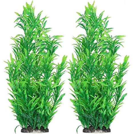 2 pièces Herbe Verte Artificielle, Simulation Herbe Verte Plante Aquatique Plantes Aquatiques pour Aquarium décor Ornement décoration sous-Marin en Plastique (1/5)