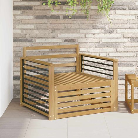 Canapé de Jardin 1 Place en Bois d'Acacia Massif Blanc - Fauteuil d'Extérieur Modulable, 21.1kg - PANGIVO (1/5)