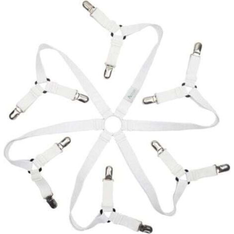 Cadre réglable à 6 côtés avec attaches pour draps-housse, blanc, compatible avec tous les matelas ronds et carrés (1/4)