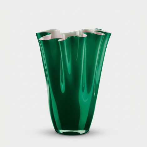 Vaso decorativo in vetro artigianale Wave 30 - Verde (1/2)