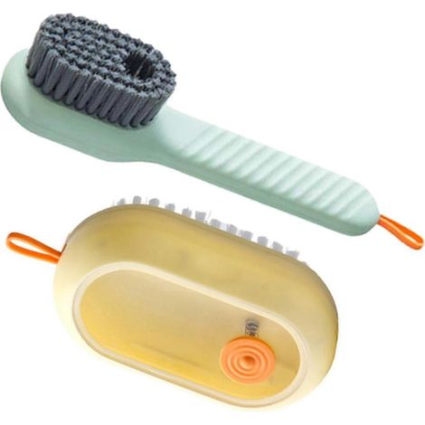 Brosse de nettoyage avec distributeur de savon, brosse anti-taches, poignée confortable, brosse à récurer pour le linge, brosse pour murs, tapis et sols.-Yellow 2pcs (1/5)