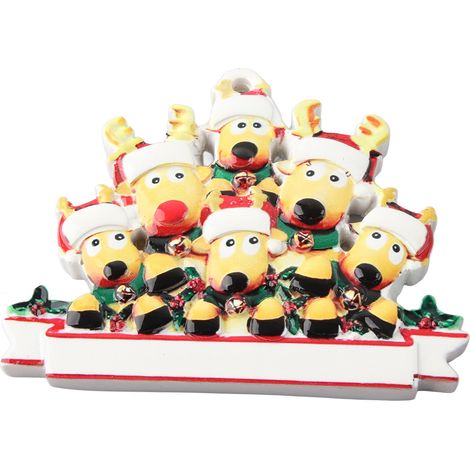 Weihnachts-Elch-Anhänger aus Kunstharz, niedlicher Baumschmuck, Hängeornament (1/5)