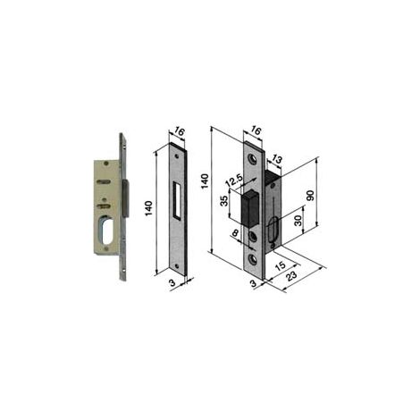 SERRATURA DA INFILARE PER MONTANTI SOLO CATENACCIO 112  mm.15 (11215010)    WELKA