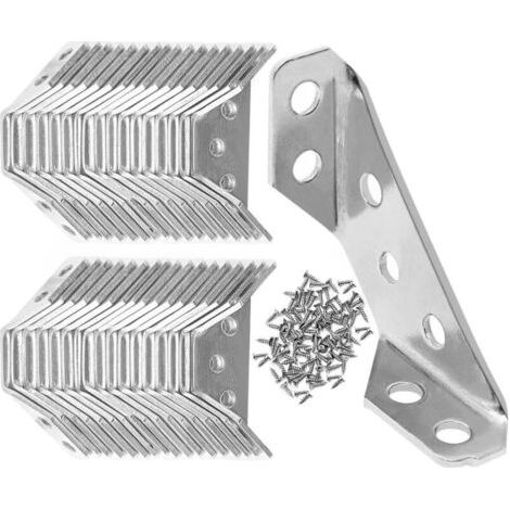 Bardusch-Lot de 35 connecteurs d'angle en acier inoxydable, Connecteur Metal avec Vis, Équerre de Coin, Support d'Angle Triangulaires pour Meubles (1/5)