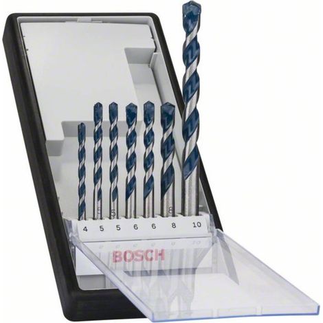 Bosch – Foret béton pour perceuse 2608588167 – Jeu de 7 pièces tige cylindrique – Diamètres 4/5/6/8/10 mm – Carbure de tungstène pour béton armé