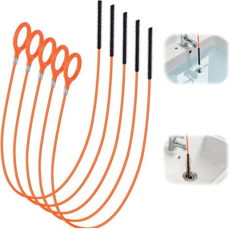 Pièces Deboucheur Canalisation, 130 cm Professionnel Furet Deboucheur Canalisation, Attrape Cheveux Baignoire, Réutilisable Flexible Furet Plomberie pour Salles de Bains, Cuisines, Eviers (1/4)
