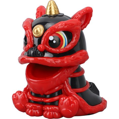 Lion solaire réveillant automatique à hochements de tête, porte-bonheur, économie d'énergie, idéal comme cadeau ou décoration de voiture (noir). (1/5)